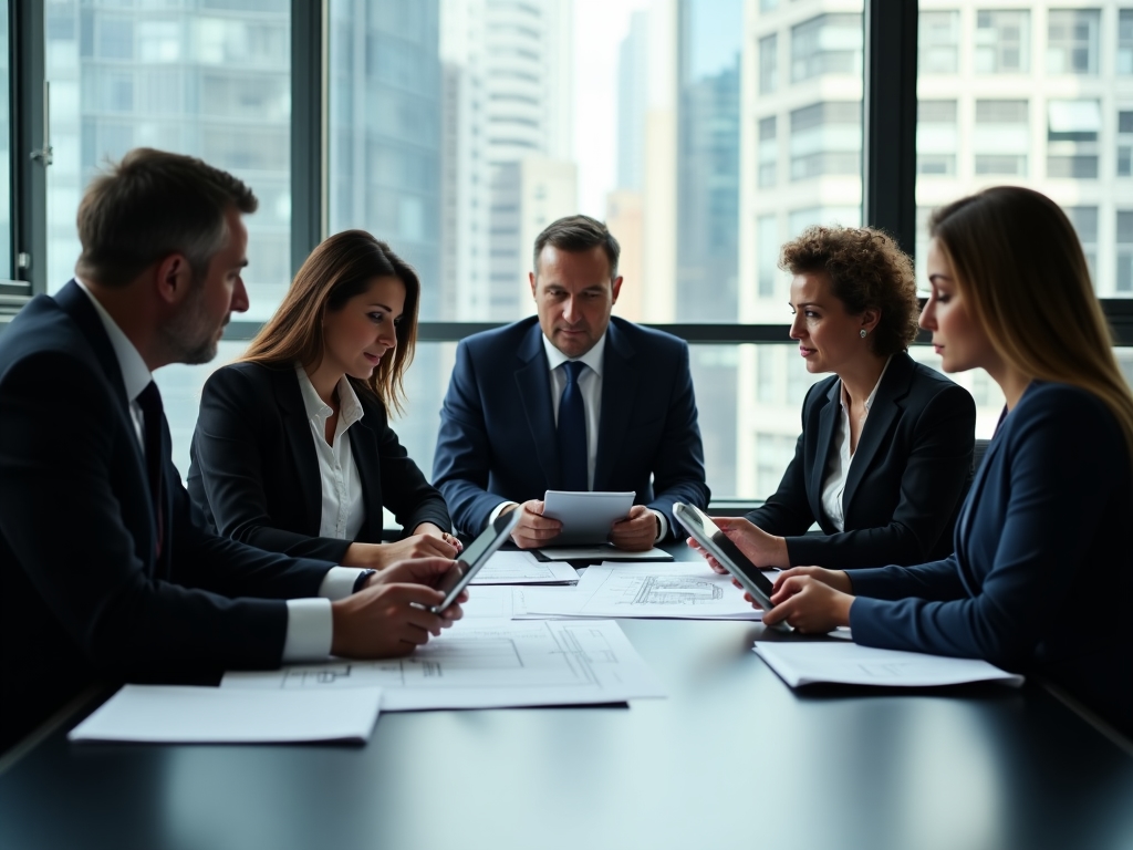 Equipo de consultores presentando estrategias de gestión energética