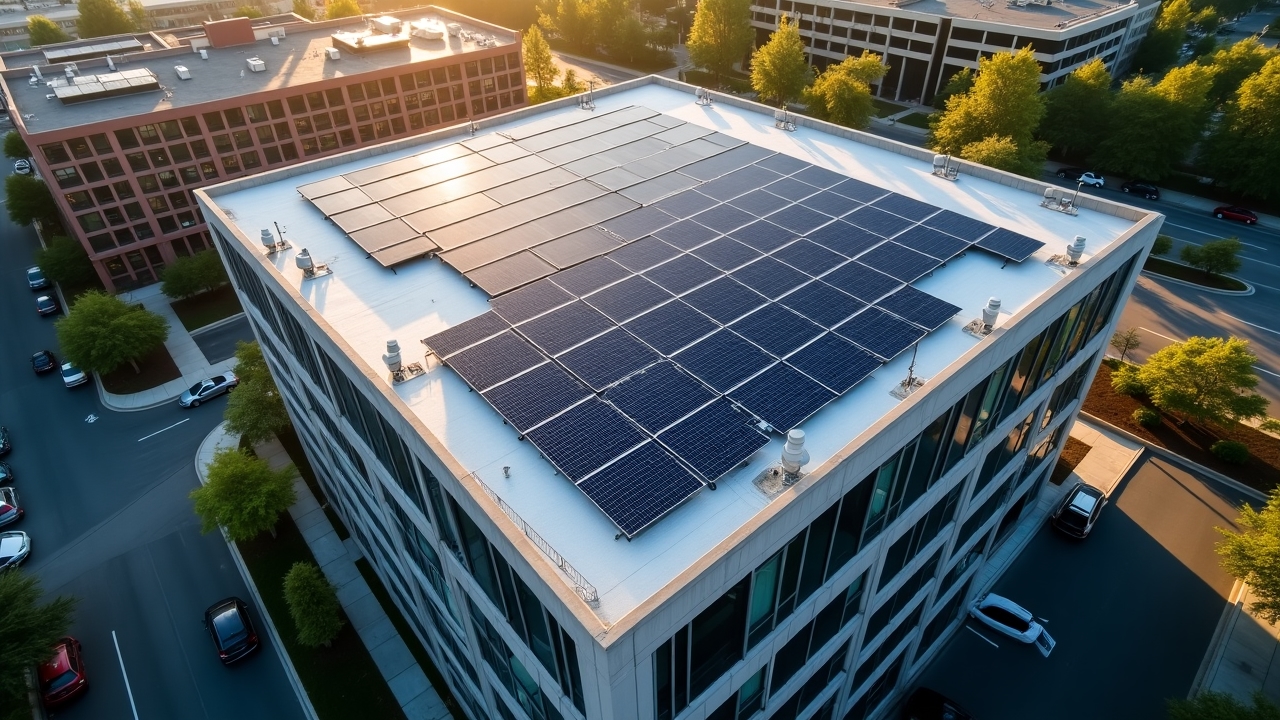 Instalación fotovoltaica en tejado de edificio